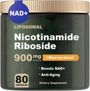 Supplément NAD - NAD Nicotinamide Riboside 900 mg, Resvératrol, Quercetin - Supplément NAD pour anti-âge, énergie, focus - 80 capsules