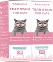 2 Packs Supplément de Tear Stain pour le chat - Prévenir et éliminer les étamines de Tear Cat 60ML gouttes pour la santé des yeux, système immunitaire - avec canneberge, marshmallow et vitamines - saumon