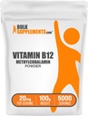 BulkSupplements.com Vitamine B12 en poudre de méthylcobalamine - 1 % B12 méthylcobalamine, vitamine B essentielle - B12 en supplément, sans gluten, 20mg par portion, 100g (3,5 oz) (paquet de 1)