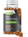 Gummées de racine de coho noir Viteey - Ménopause de soulagement pour les éclairs chauds et les sueurs de nuit - Vegan, sans gluten, non-OGM - 60 Compte