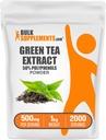 BulkSupplements.compoudre d'extrait de thé vert - Supplément de 50% de polyphénols, Suppléments d'EGCG - Sans gluten, 500mg par portion, 1kg (2,2 lbs) (paquet de 1)