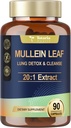 Totaria Mullein Capsules avec calendule pour désintoxication pulmonaire et nettoyage, extrait de feuille de Mullein pour suppléments à base de plantes pulmonaires pour la santé respiratoire et immunitaire - 90 capsules véganes