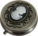 Organisateur de la Pilule de Bronze, Boîte de Médecine Portable pour Poche ou Purse, Porte-vitamine métallique décorative, Petit récipient à pilule classique, Cadeau créatif unique pour les femmes