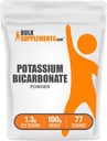 BulkSupplements.com Poudre de bicarbonate de potassium - Grade alimentaire de bicarbonate de potassium, supplément minéral - 1,3g par portion, 100g (3.5 oz) (paquet de 1)