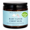 Irene Organics Bio Baby Vapor Chest Rub Clean Vapo Rub fabriqué avec des ingrédients non toxiques comme les huiles essentielles d'Eucalyptus, sans danger pour tous les âges, les nouveau-nés et les nourrissons, les enfants malades essentiels