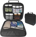 Organisateur de bouteilles de pilules de voyage moyen, sac de médecine, porte-médicaments et fournitures médicales - Noir (Sans serrure)