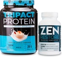 Nutrologie TRIPACT Poudre de protéines, 7-en-1 substitut de repas Shake, Vanilla Latte Cinnamon Saveur (20 portions) Supplément de magnésium naturel Zen (30 portions)