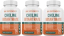 3 bouteilles Choline Bitartrate 900mg par portion 270 Capsules totales KRK Suppléments