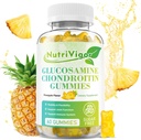 Glucosamine Chondroitin Gummies, supplément de soutien articulaire extra-fort avec MSM & Elderberry, soutien immunitaire antioxydant pour adultes, goût d'ananas, 60 comte