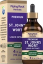 Piping Rock St Johns gouttes de teinture de millepertuis, 4 Fl Oz, extrait d'herbe liquide Premium Hypericum Perforatum, Végétarien, Sans alcool, Supplément sans gluten