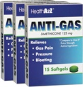 HealthA2Z® Gas Relief Siméthicone (125mg) Soulage les désagréments et le gaz de l'estomac (contre la flatulence) Soulage le gaz rapidement et le ballonnement (15comptes (paquet de 3))