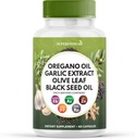 Superfood MD Origan Oil Extrait d'ail Olive Leaf Huile de graines noires Astragalus- pour les femmes et les hommes- 60 Compte