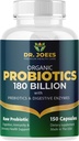 Probiotiques organiques 180 milliards CFU - 40 souches Probiotiques végétaliens + Prébiotiques + Enzymes digestifs - Santé Gut & Immune - 100% Pure, maximum de puissance et plateau stable - Fabriqué aux États-Unis