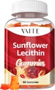 Sunflower Lecithin Gummies 800mg - Vegan, Non-OGM, Sans soja et sans gluten - Soutient la nutrition quotidienne, Chews faciles à digester pour les adultes, Supplément d'allaitement, Soutien au bien-être naturel - 60 Gummy végétalien