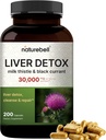 Suppléments de détox hépatique – 200 capsules avec chardon de lait 30 000mg & Currant noir – Extra-résistance Silymarin actif – Extra-résistance 60:1 Extrait – Nettoyage à base de plantes et support de réparation – Non-OGM
