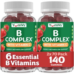 B Gommies complexes avec vitamine C – Grande dégustation 1 jour par jour de soutien énergétique et système nerveux pour les adultes – Gommies complexes de vitamine B non-OGM végan, casher et avec B12, B6, et acide folique – 70 Compte (2 Pack)
