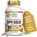 Botanic Choice Maximum Strength Opti Gold Vision Eye Health Support Supplement for Overall Eyesight Health for Men & Women - Taurine, Vitamine A, Lutéine, Bilberry, Alpha Lipoic Acid (60 Capsules)