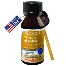 De La Cruz 2% Iodine premiers soins antiseptiques, fabriqués aux États-Unis 1 FL OZ (1 bouteille)