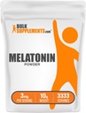 BulkSupplements.com Poudre de mélatonine - Mélatonine pure, aide au sommeil pour les adultes - Vegan & sans gluten, 3mg par portion, 10g (0,35 oz) (paquet de 1)