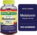 Gummées de mélatonine de la vallée de Soring, non OGM, arômes de fraises, 5 mg, 180 Nombre