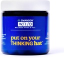 Swanson WIO Mettre votre chapeau pensif Santé du cerveau, concentration, meilleure concentration, Ginkgo Biloba + Neurofactor Fruits du café, végétalien, non-OGM, bien-être, 30 capsules de légumes (30 jours d'approvisionnement)