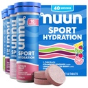Nuun Sport Comprimés électrolytiques pour l'hydratation proactive, saveurs mélangées, 4 paquets (40 portions)