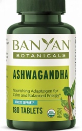 Banyan Botanicals Comprimés d'Ashwagandha – Racine d'Ashwagandha biologique – Adaptogène à base de plantes renommé pour le soutien de l'énergie naturelle et le stress* – 180 Comprimés – Vegan non-OGM d'origine durable