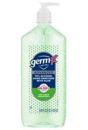Sanitizer à main avancé Germ-X avec Aloe et vitamine E, Gel hydratant non-séchant, formule instantanée et sans rinçage, bouteille de pompe, retour aux fournitures scolaires, 1 Litre