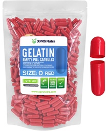 XPRS Nutra Taille 0 Capsules vides - 500 Compte Capsules de gélatine vides - Pills DIY Capsule Remplissage - Pure bouchons de gel de pilules rempliss pour les suppléments Do-It-Youlf (Rouge)