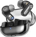 Tozo Crystal Pods Hybrid Active Noise Annulant les écouteurs sans fil, 10mm Pilotes Deep Bass Stereo Sound, 4 Mics Smart ENC AI Appels, 32 EQ via l'application, Bluetooth 5.4 Casques, conception de boîtier en cristal