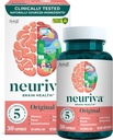 NEURIVA Supplément Cerveau d'origine pour la mémoire, la concentration et la concentration + Apprentissage et exactitude avec Nootropics Phosphatidylsérine et neurofactor, sans caféine, 30ct Capsules
