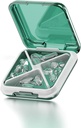 Petite boîte à pilules Étanche à l'eau Cas de pilules Portable Daily Pill Container Pill Holder for Purse 4 Compartiments Pocket Compact Medicine Organizer for Fish Oils,Supplements,Medication (Green)