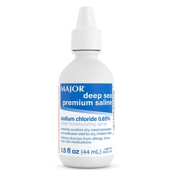 MAJOR Deep Sea Premium Saline - Vaporisateur hydratant nasal pour le soulagement de la sécheresse et de l'irritation - Chlorure de sodium 0,65% - 1,5 Fl. Oz (1 Pack)