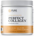 Pure supplément hydrolysé de poudre à base de peptides multicollagènes - Types I, II, III, V, X - 5 Types de collagène à base d'herbe et d'herbe sauvage - 16 oz Pouch - Sans saveur