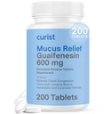 Curist Guaifenesin 600 mg Comprimés à libération prolongée (200 comprimés exempts de colorants) - Exectorant Mucus Relief, Guaifenesin 600 mg générique, (Bulk Pack)