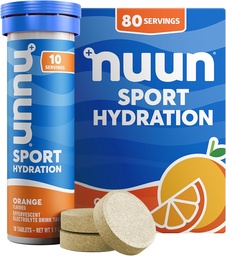Comprimés électrolytiques Nuun Sport avec magnésium, calcium, potassium, chlorure et sodium, sans gluten et végétalien, orange, 8 paquets (80 portions Total)