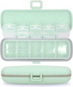 Naturetouch Pill Organizer, 7 compartiments Pill Box Portable Travel Medicine Organizer for Purse or Pocket 7 Day Pill Dispenser Storage Case with Lock for Vitamine Medicating Fish Oil Complements Gree