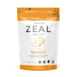 Zurvita Zeal for Life Wellness Drink Mix - Mango Flavor - Sans gluten, végétalien, avec biotine, vitamines B12, C, D, E, fer, magnésium - 30 portions (420g)