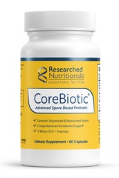 Recherches nutritionnelles Gut suppléments de santé avec prébiotiques et probiotiques pour les femmes et les hommes - CoreBiotique - 3 souches probiotiques à base de spores + fibre organique prébiotique - plateau-stable (60 capsules)