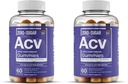 Eléments essentiels Gommes de vinaigre de cidre de pomme Zero-Sugar de la mère - Gommies de vinaigre de cidre de pomme à source naturelle, végétalien avec le nombre de chrome 60 (2-Pack)