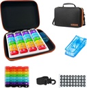 Organisateur mensuel de pilules 1 fois par jour, Organisateur mensuel de pilules 1 fois par jour avec 32 Compartiments quotidiens et 1Pill Cutter et 1Tarif de voyage et 1Souches d'épaules et 2PCS Sticker de 31 jours. Poignée confortable, sans BPA.