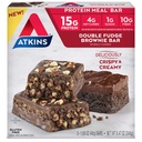 Atkins Double Fudge Brownie Meal Bar, Haute Fibre, 15g Protéines, 1g Sucre, 4g Net Carb, Remplacement des repas, Keto Friendly