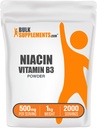 BulkSupplements.com Poudre de niacine - supplément de vitamine B3, niacine 500mg - flush de niacine, niacine avec flush - sans gluten, 500mg de niacine par portion, 5kg (11lbs) (paquet de 5)