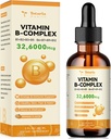 Vitamine B complexe liquide avec vitamine B1 Thiamine, B2 Riboflavine, B3 Niacine, B5 Acide pantothénique, B6 Pyridoxine, B7 Botine, B9 Folique, B12 méthylcobalamine pour l'énergie, l'immunité, la peau, l'humeur et la nervosité