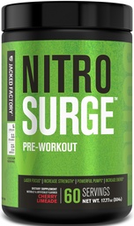 Supplément de pré-entraînement Jacked Factory NITROSURGE - Endless Energy, Instant Strength Gains, Clear Focus, Pompes Intenses - NO Booster & Powerful Preworkout Poudre d'énergie - 60 Servants, Cherry Limeade