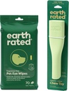 Un ensemble propre et calme pensé à la Terre - Comprend 70 wipes pour les yeux sans parfum et 1 grand jouet d'enrichissement