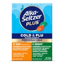 Alka-Seltzer Plus Power Max Cold & Flu Day+Night Medicine: Cough Suppressant, Cold and Flu Medicine Pour les adultes et les enfants de 12 ans et plus, 36 Compte, Emballage May Vary