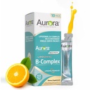 Aurora Nutrascience Mega-Liposomal B-Complex + Vitamine C, soutient l'énergie, immunitaire et système nerveux santé, sans gluten, sans OGM, sans sucre, saveur orange, 10 paquets de service unique