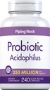 Pipeping Rock Probiotic Acidophilus Capsules 250 millions de CFU, 240 pilules Supplément alimentaire, sans OGM, sans gluten