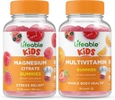 Magnésium Lifeable Enfants + Multivitamine Enfants, Gummies Bundle - Grande dégustation, supplément de vitamine, sans gluten, sans OGM, gummy à croquer